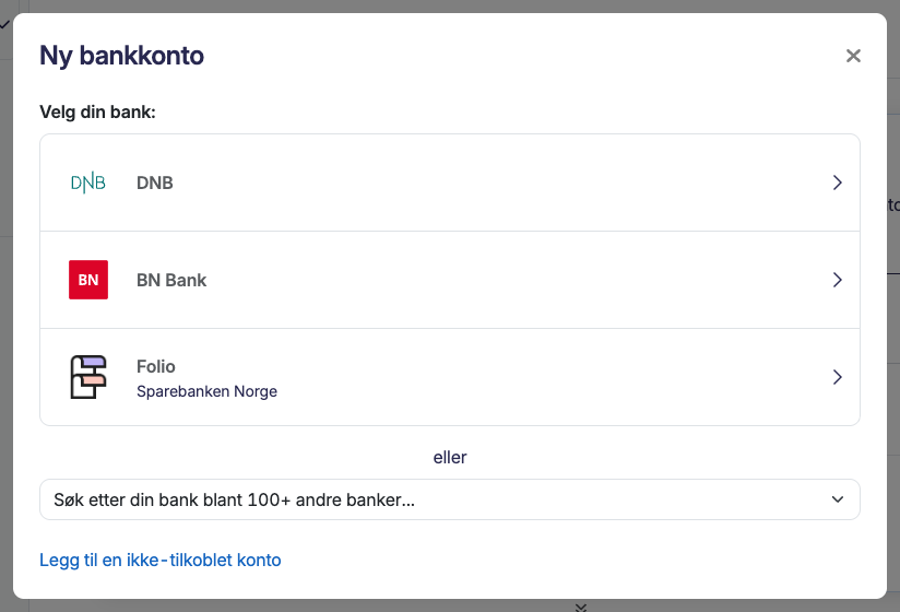 Koble til banken